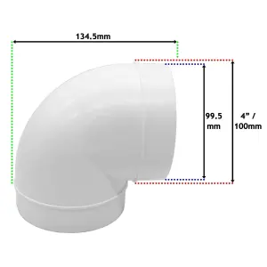 SPARES2GO Bend Elbow Duct 90 Degree Vent Hose Pipe Tube Hydroponics / Tumble Dryer Ducting Connector (4" / 100mm)