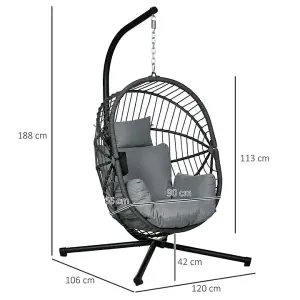 Padded Seat Hanging Egg Chair with Metal Stand