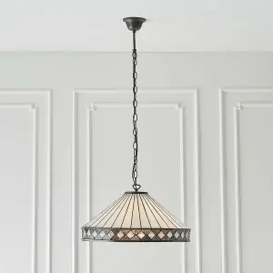 Tiffany Glass Hanging Ceiling Pendant Light Bronze & Natural Simple Shade i00116