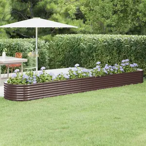 Berkfield Garden Planter Powder-coated Steel 440x80x36 cm Brown