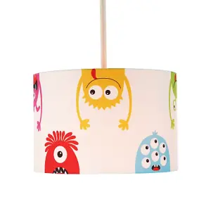 Funny Monsters Children's Lamp Shade with Orange Inner and Multi Colour Monsters