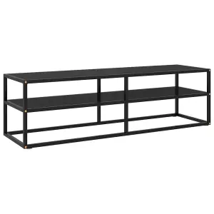 Berkfield TV Cabinet Black with Black Glass 140x40x40 cm