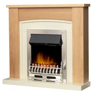 Adam Chilton Fireplace in Oak & Cream with Blenheim Electric Fire in Chrome, 39 Inch