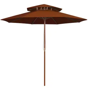 Berkfield Double Decker Parasol with Wooden Pole Terracotta 270 cm