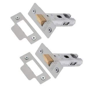 XFORT 2 Pack 75mm Satin Chrome Tubular Latch, Mortice Door Latch