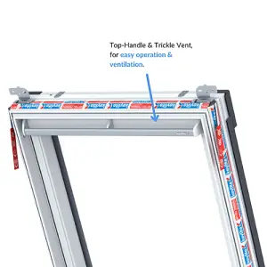 Keylite White PVC Centre Pivot Roof Window with Hi-Therm Glazing With Slate Flashing Kit