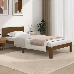 Berkfield Bed Frame Honey Brown Solid Wood Pine 100x200 cm