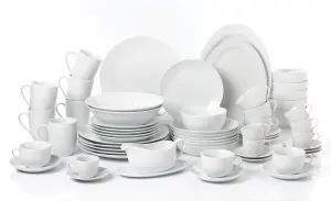 60Piece  White Coupe Dinner Set