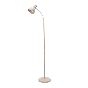 ValueLights Woody Blush Pink Metal Dome Shade Wooden Base Freestanding Floor Lamp with LED Bulb