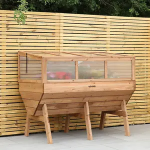 Woodside Cold Frame Greenhouse + Raised Wooden Planter - LARGE