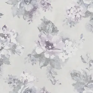 Galerie Country Cottage Grey Purple Blue Vintage Bloom Smooth Wallpaper