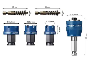 BOSCH 6-Piece EXPERT Sheet Metal Hole Saw Set (22/25/32 x 5mm)