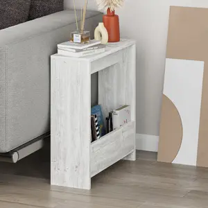 Beeler Modern Slim Compact Side Table Antique White