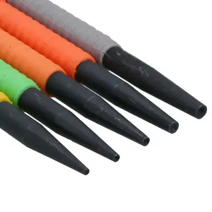 5pc Nail Punch Coloured Set 1.6 - 4.8mm Soft Grip Hollow End Steel