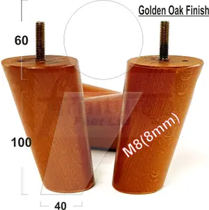 Wood Furniture Feet 100mm High Golden Oak Replacement Furniture Legs Set Of 4 Sofa Chair Stool M8