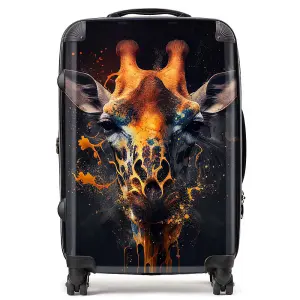 Golden Giraffe Face Splashart Suitcase - Medium