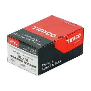 TIMCO Roofing Bolts & Square Nuts Silver - M6 x 20