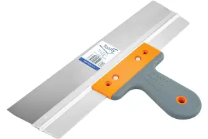 Toolty Filling Taping Spatula with Rubber Handle on Aluminium Profile 350/60mm Stainless Steel for Plastering Finishing Rendering