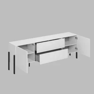 Sleek Yukon 40 TV Cabinet 2040mm in White - Contemporary Media Unit H700mm D400mm