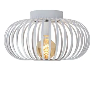 Lucide Manuela Vintage Flush Ceiling Light 39.5cm- 1xE27 - White