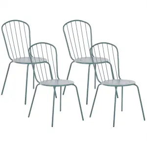 Set of 4 Garden Chairs CALVI Metal Light Blue