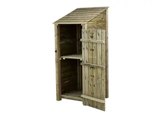 Wooden Premium Tongue & Groove Log Store (W-79cm, H-180cm, D-88cm) With door, With Kindling Shelf