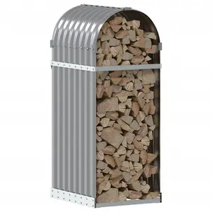 Log Holder Light Grey 40x45x100 cm Galvanised Steel