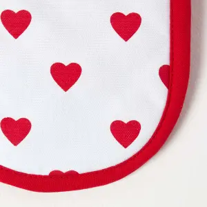 Homescapes Red Hearts Cotton Double Oven Glove