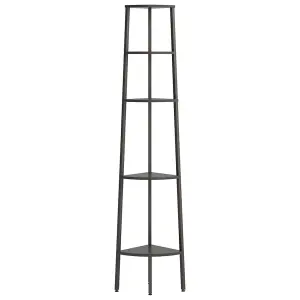 Berkfield 5-Tier Corner Shelf Black 45.5x31.5x180 cm