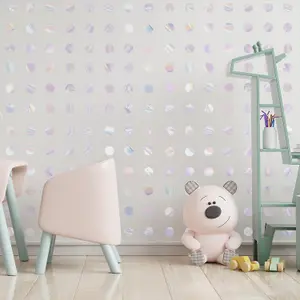 Walplus Polka Dots Holographic Kids Sticker Aluminium Film Silver