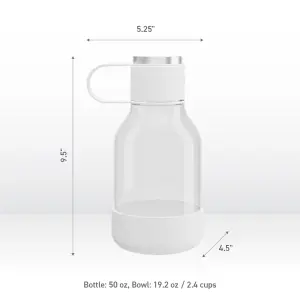 Tritan Water Bottle with Dog Bowl White 1.5 Litre