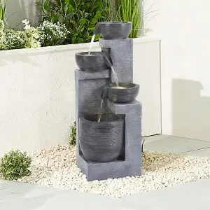 Outdoor 4-Tier Electric Water Fountain Decor with Warm Light