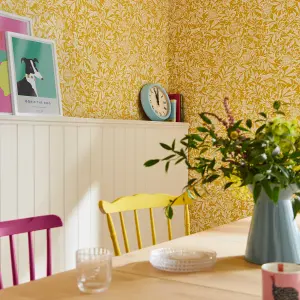 Joules Yellow Ditsy floral Smooth Wallpaper Sample