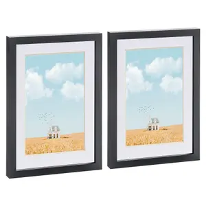 Photo Frames with A5 Mount - A4 (8" x 12") - Black/White - Pack of 2