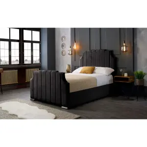 Nelson Plush Velvet Black Bed Frame