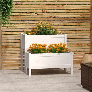 Berkfield Planter White 84.5x84x75 cm Solid Wood Pine