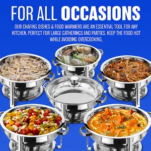 4.5 Ltr Stainless Steel Chafing Dish Set Serving Occasion Glass Lid Handles New