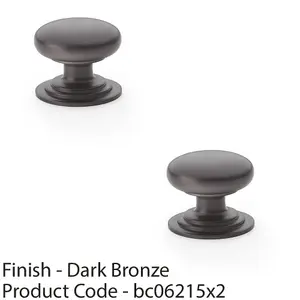 2 PACK - Stepped Round Door Knob - Dark Bronze 32mm Classic Kitchen Cabinet Pull Handle