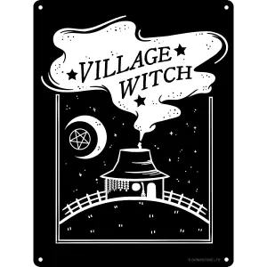 Grindstore Village Witch Mini Tin Sign Black (One Size)