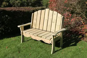 Alton Manor Wooden Bench Garden Seat - L70 x W150 x H100 cm - Partially Assembled