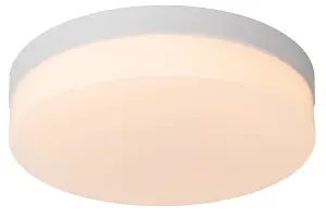 Lucide Biskit Modern Flush ceiling light Bathroom 28cm - LED - 1x18W 2700K - IP44 - White