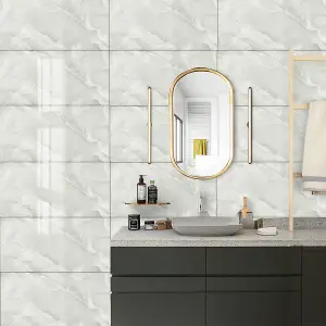 Peel and Stick Marble Look Wall Panels Self Adhesive Wall Tiles H 60 x W 30 x T 0.2cm