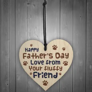 Funny Fathers Day Gift From Dog Furry Friend Wood Heart Dad Gift From Pet