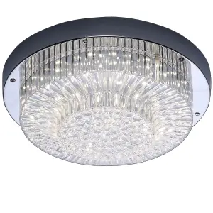 Harper Living 12W LED Flush Ceiling Light Acrylic Shade Polished Chrome Finish Natural White (4000k)