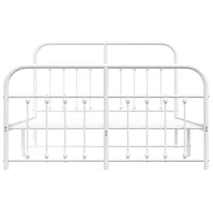 Berkfield Metal Bed Frame with Headboard and Footboard White 135x190 cm