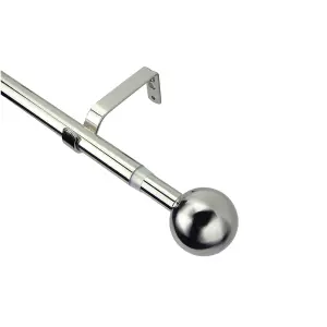 GoodHome Olympe Chrome effect Extendable Ball Curtain pole Set, (L)1200mm-2100mm (Dia)19mm