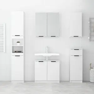 Berkfield Bathroom Cabinet White 32x34x188.5 cm Engineered Wood