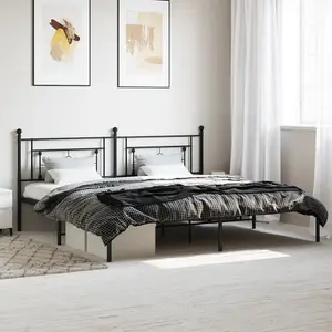 Berkfield Metal Bed Frame without Mattress with Headboard Black 193x203cm