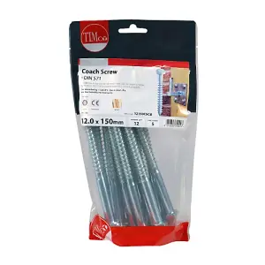 TIMCO Coach Screws Hex Head Silver  - 12.0 x 150