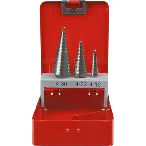 High-Speed HSS M2 Double Flute Step Drill Bit Set - 3 Sizes for Precision Drilling